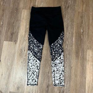 Fabletics Black and White Spotted High Rise Athletic Leggings
